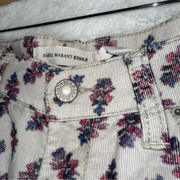 ISABEL MARANT ETOILE Floral Print Corduroy Pants Y2K Low Rise US 6 Purple Luxury - Picture 5 of 12